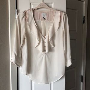 Anthropologie silk ruffle shirt